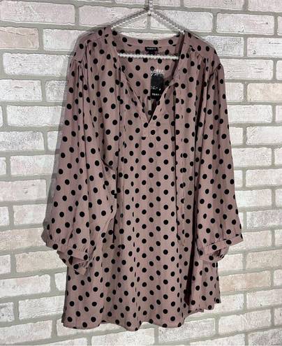 Torrid  NWT Georgette Bow Tie Blouse in Pink Dot Size 6