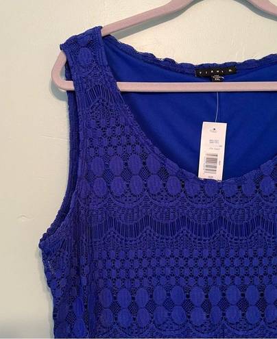 Tiana B  Dress Blue Embroidered Lace Scoop Neck Shift Dress Sz XXL NWT