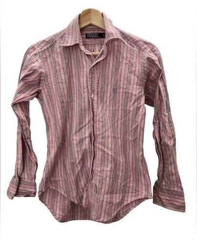 Polo  Ralph Lauren Pink Striped Button Down Shirt Size 14 / Small