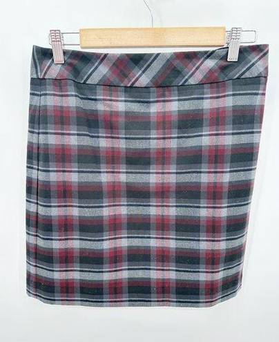 The Loft  Outlet Skirt Women 6 Black Grey Red Printed Hidden Side Zip Mini