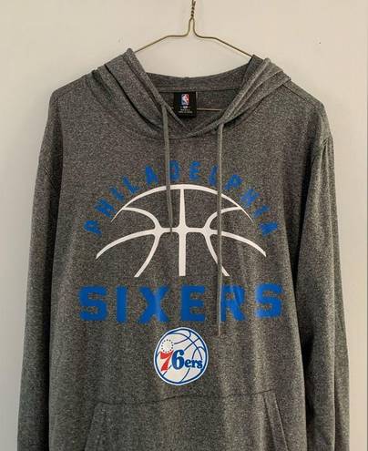 Nba  Philadelphia 76ers Sixers Pullover Hoodie Lightweight Gray Blue White Size S