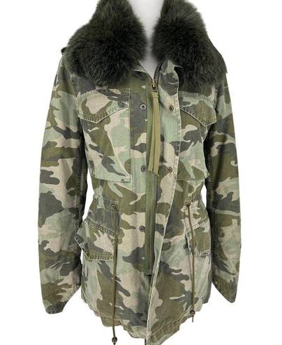 ma*rs MR &  ITALY Camouflage Print Coat with Fox Fur Collar