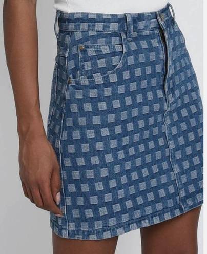 Molly Bracken  Printed Denim Mini Skirt