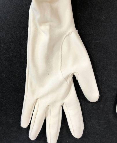 White Ruched Cotton Gloves Formal Prom Costume Small Retro Vintage Wedding Dance