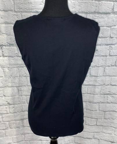 Karen Scott 100% cotton Scoopneck sleeveless top w/beading black sz L