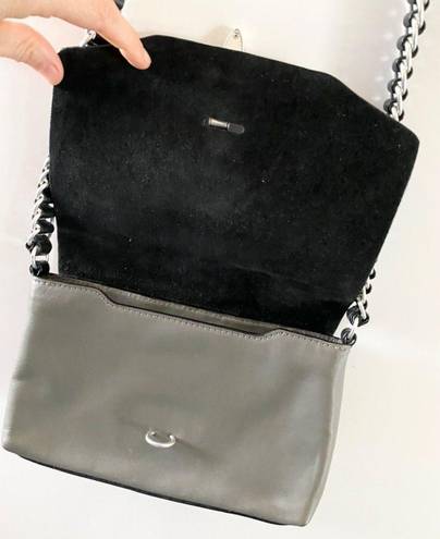 Rag and Bone  Enfield Snake Flap Crossbody Bag Mini Leather Gray Black Python