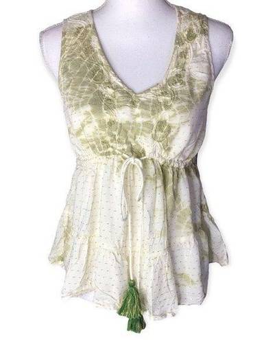 Cynthia Rowley  Tie-Dye Gold Metallic Babydoll Tank Top