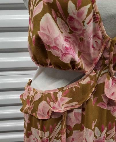 Likely  Katerina Dress Womens Size 10 Pink Floral Cut Out Sleeveless Midi