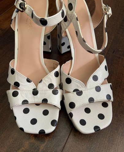 Kate Spade Delight Black White Polka Dot Platform Block Heels