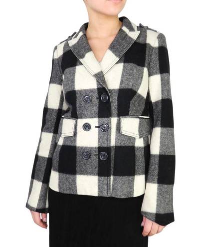 Banana Republic  Black & White Plaid Wool Plaid Peacoat XS Preppy Cozycore Twee