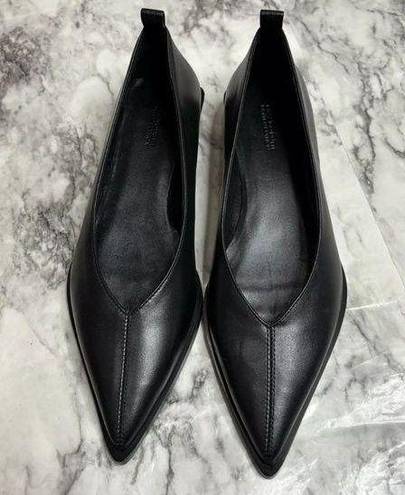 Massimo Dutti  WELT BALLET FLATS LIMITED EDITION leather black size 8 pointed toe