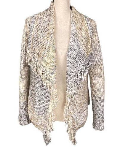 Joie SOFT  knit open cardigan with fringe in ombré creams and grays. Size XS. EUC