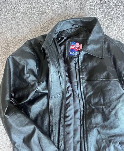 Black Oversized Leather Jacket Size M