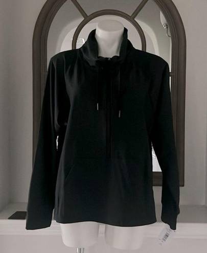 Natori Josie  Solstice Zip PopOver Mock Neck Top, Black Size XL New w/Tag