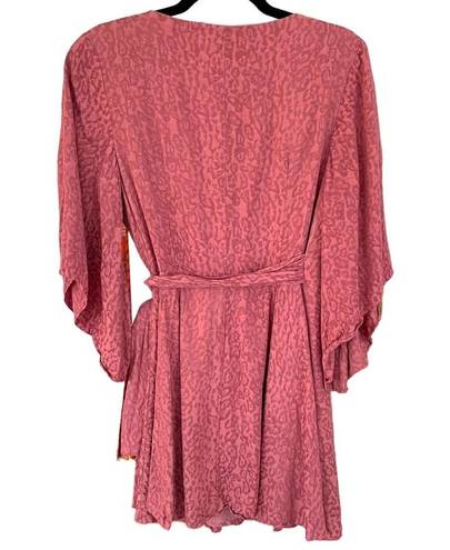 Finders Keepers  Pink Leopard Print Wrap Dress