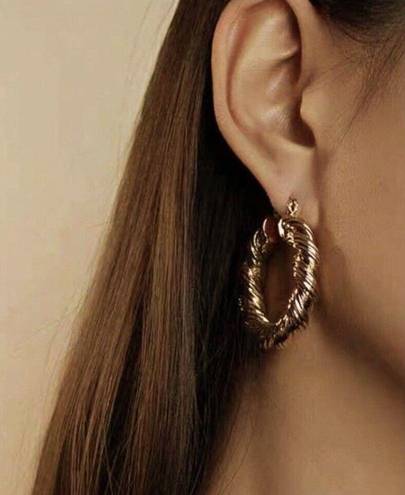 Twisted 18k Gold Plated African  Hoop Earrings Hypoallergenic Unisex Mens Womens