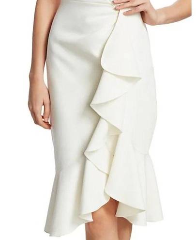 Cinq à Sept  Ruffle Angela Dress in White 0 Womens Bridal Cocktail