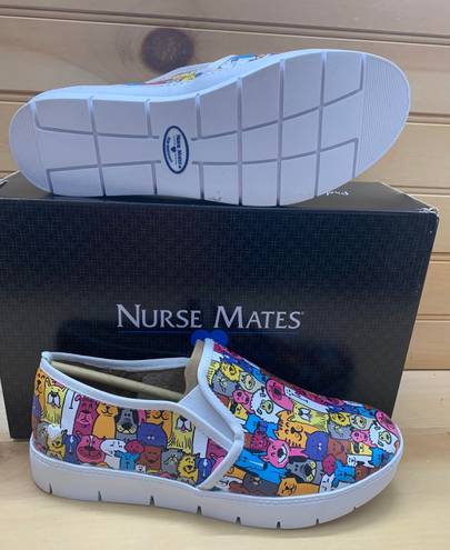 Nurse Mates Adela Multi Pets Print Slip On Sz 8