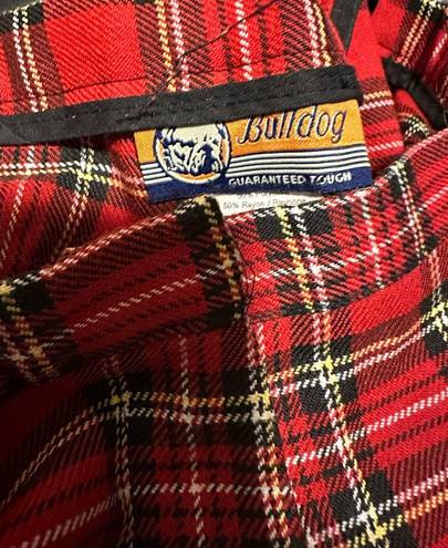 Bulldog Vintage 90s Plaid Red Flare Grunge Raw Hem Pants Size 6