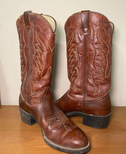 Leather Cowgirl Boots Brown Size 9.5
