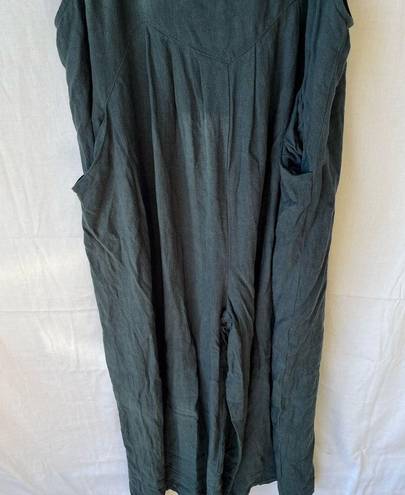 Anrabess Linen Wide Leg Overalls in Dark Teal Sea Green Size XL