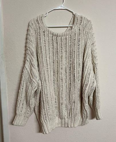 Free People nwot  Women's cream M cotton oversized sweater crochet.