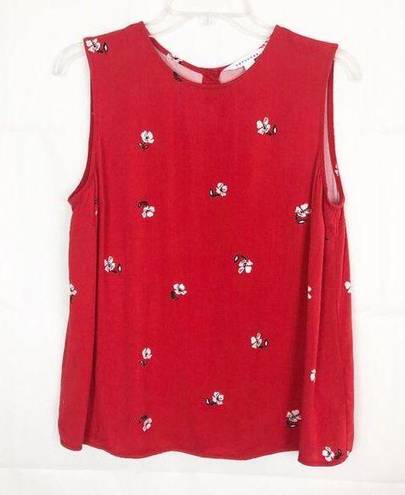 Popsugar  I Red Floral Sleeveless Top 100% Rayon