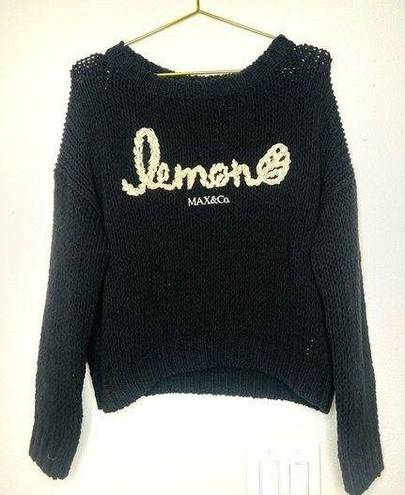 Krass&co Max and  Sweater Lemon embroidered Black Loose Knit crewneck