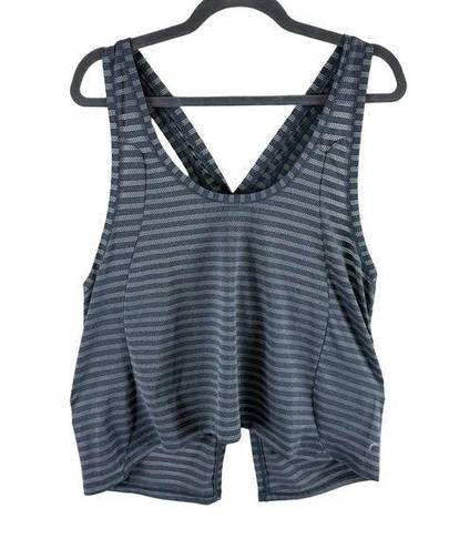 Zyia  Gray Striped Cropped Lightweight Scoop Neck Racerback Athletic Top Size 3X