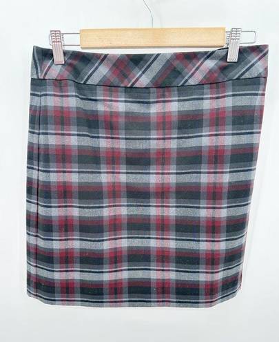 The Loft  Outlet Skirt Women 6 Black Grey Red Printed Hidden Side Zip Mini