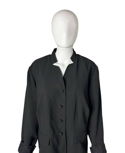 Danny & Nicole Vintage  Black Inverted Collar Blazer Womens Size 16