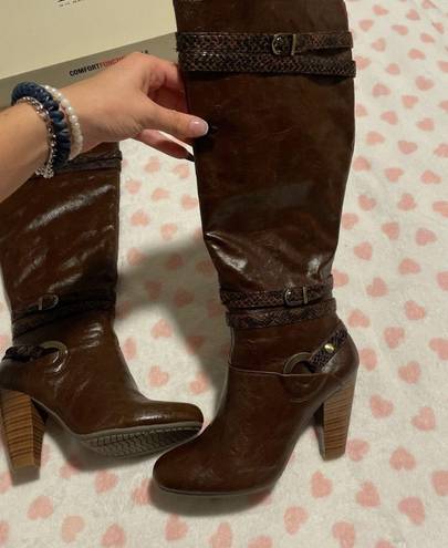 Bordeaux Bass Shoes Bass  Brown Knee High Heel Boots Size 7