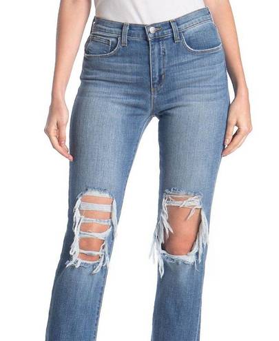 L'Agence L’agence Daria High Rise Distressed Cropped Straight Jeans Size 24