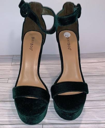 Bamboo  Women's Chunky Heel Platform Sandal with Ankle Strap, Green Sz 7.5 women