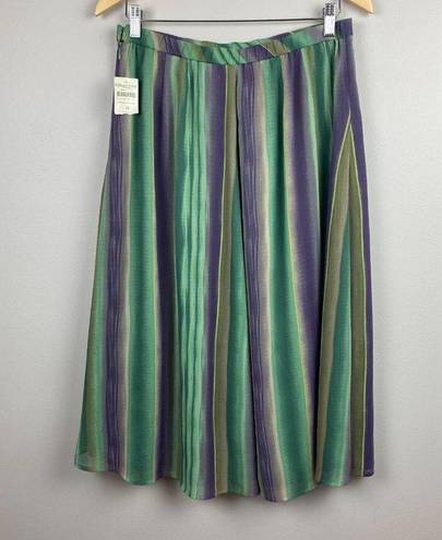 Coldwater Creek Coldwater‎ Creek Midi Skirt M Striped Pintuck Multicolor Green Purple Retro New