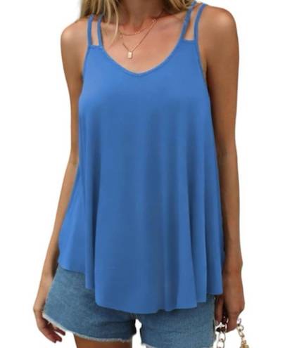 Zeagoo Double Spaghetti Strap Tunic Length Swing Style Cami, Size Medium, Blue