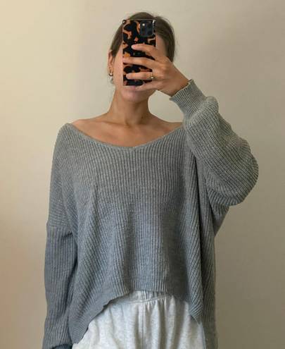 White Fox Boutique Gray Knit Oversized Sweater