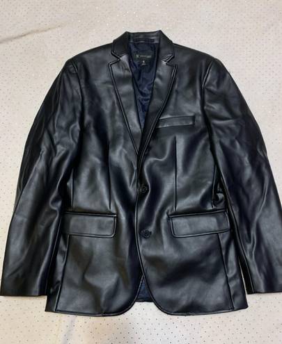 INC Black Leather Blazer