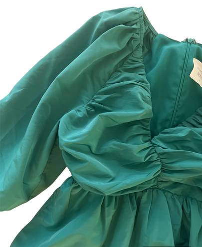 Tuckernuck  Hyacinth House Emerald Green XS Ruched V-Neck Genevieve Mini Dress