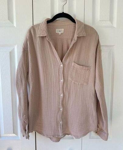 Lou & grey  Triple Cloth Crinkle Cotton Button Down Shirt