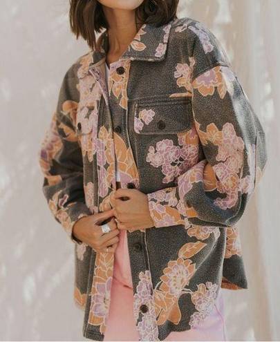 Free People  Rare Floral Ruby Shacket Jacket size XL NWT