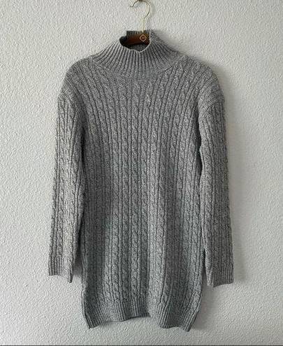 Pretty Little Thing Grey Cable Knit Sweater Long Turtleneck Cozy