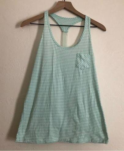 Balance Collection MARIKA  Light Blue Green Mesh Racerback Stripe Active Tank Top