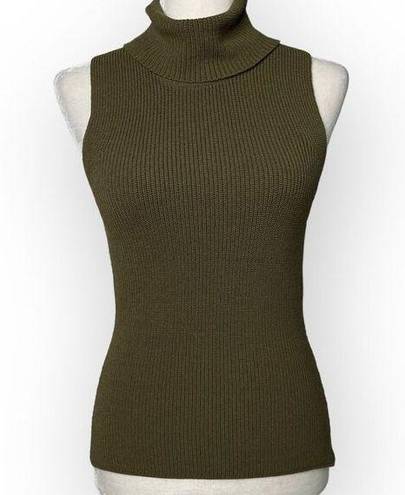 Highline  Collective Ribbed Knit Sleeveless Turtleneck (Olive Green) - XS