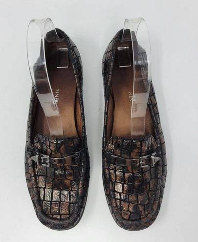 Donald Pliner Donald J Pliner Vutra Horsebit Loafers Snake Skin Pattern Buckle Shoe Size 7.5 M