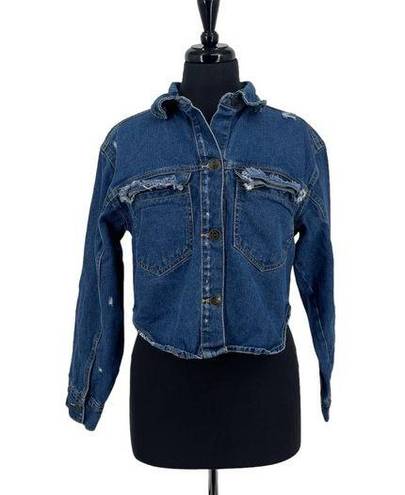 Boom Boom Jeans  Los Angeles Women's High Low Denim Shirt Jacket Size Small NWOT