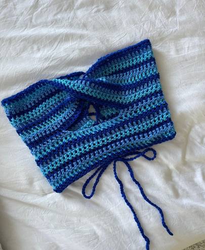 Handmade Crochet Twist Tube Top Blue