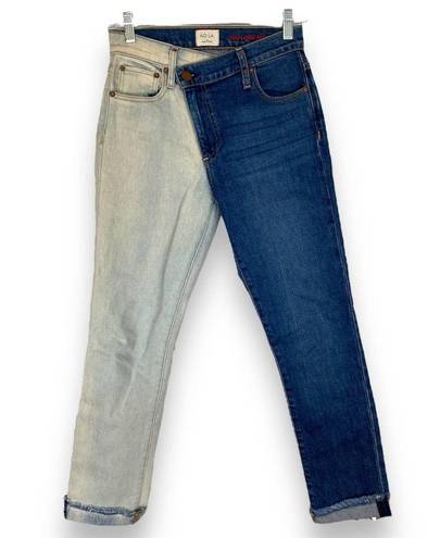 Alice + Olivia AO.LA  Amazing Asymmetric Two Toned High Waist Boyfriend Jeans 25