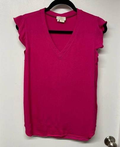 Kate Spade  NY Womens Pink Cap Sleeve V Neck Blouse Size Small Live Colorfully