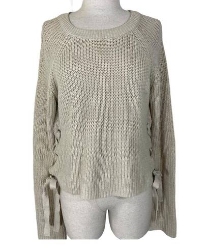 The Moon Beige side Lace Up Sweater cotton blend medium crew neck by & Madison